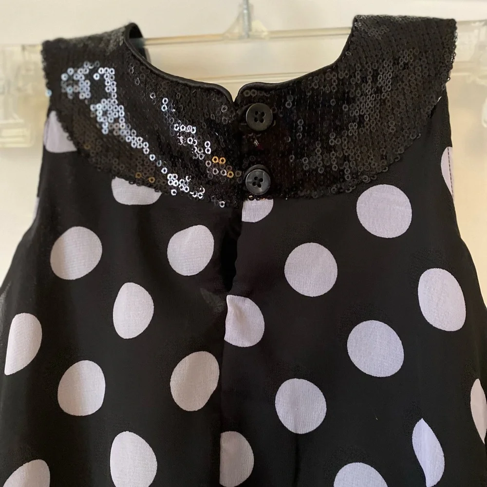 Childrens Place Sequin Black & White Polka Dot Dress or Tunic Top Size 5